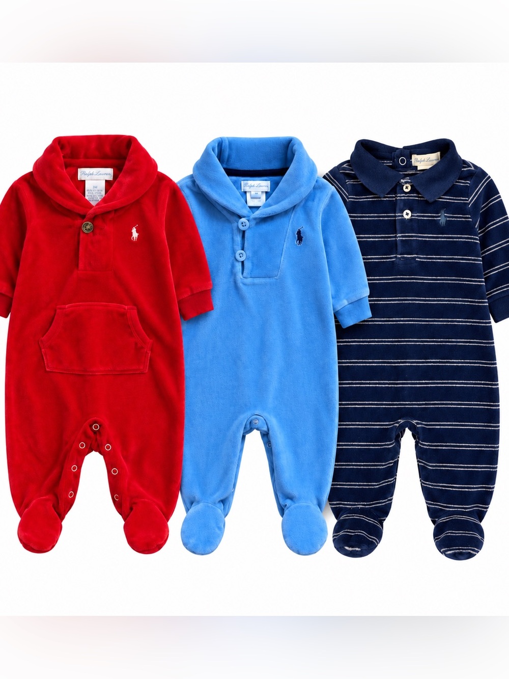 Ralph Lauren Baby 3M Velour Footie Bundle